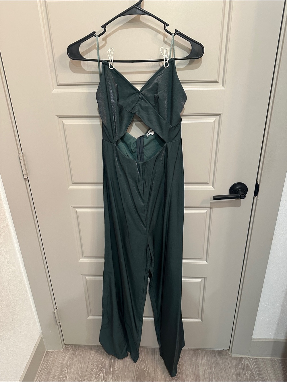 Women's Dark Green Cutout Wide-Leg Jumpsuit